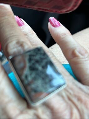 Gembone stone fossil ring on  silver band with 925 markings size 6.5